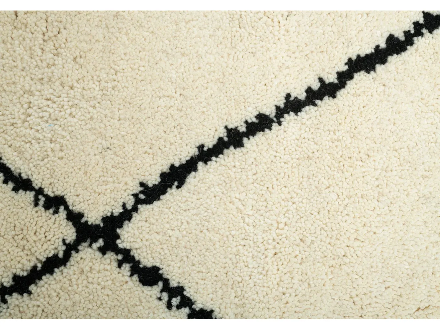 Alfombra De Salón-Alfombra bereber Marmoucha tejida a mano 70x140 cm /Blanco Marmoucha Negro
