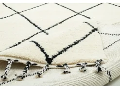 Alfombra De Salón-Alfombra bereber Marmoucha tejida a mano 70x140 cm /Blanco Marmoucha Negro