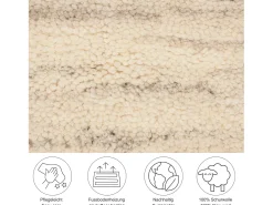 Alfombra bereber tejida a mano con lana 70x620 cm Jaspe Hadj Color natural oscuro New