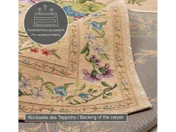 Alfombra con borde y motivos florales 160x230 cm Flomi Beige Online