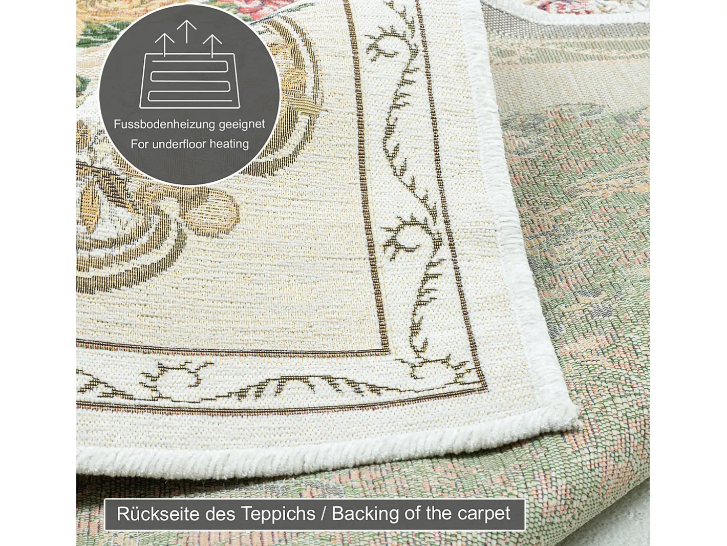 Alfombra De Salón-Alfombra con borde y motivos florales 240x340 cm Flomi Beige