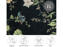 Alfombra con borde y motivos florales 240x330 cm Flomi Negro
