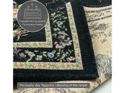 Alfombra con borde y motivos florales 240x330 cm Flomi Negro