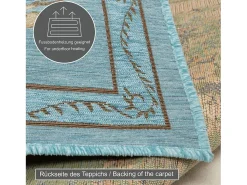 Alfombra con borde y motivos florales 160x230 cm Turquesa Flomi Azul turquesa Outlet