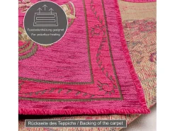 Alfombra De Salón-Alfombra con borde y motivos florales 80x150 cm Flomi Rosa