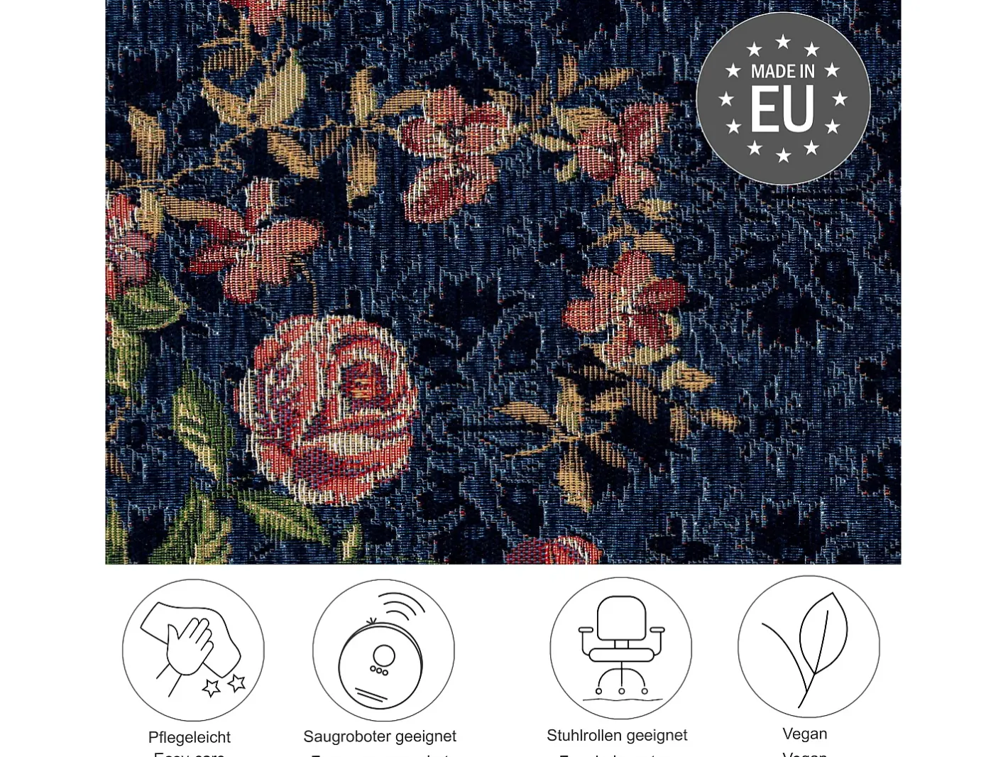 Alfombra De Salón-Alfombra con borde y motivos florales 160x230 cm Flomi Azul