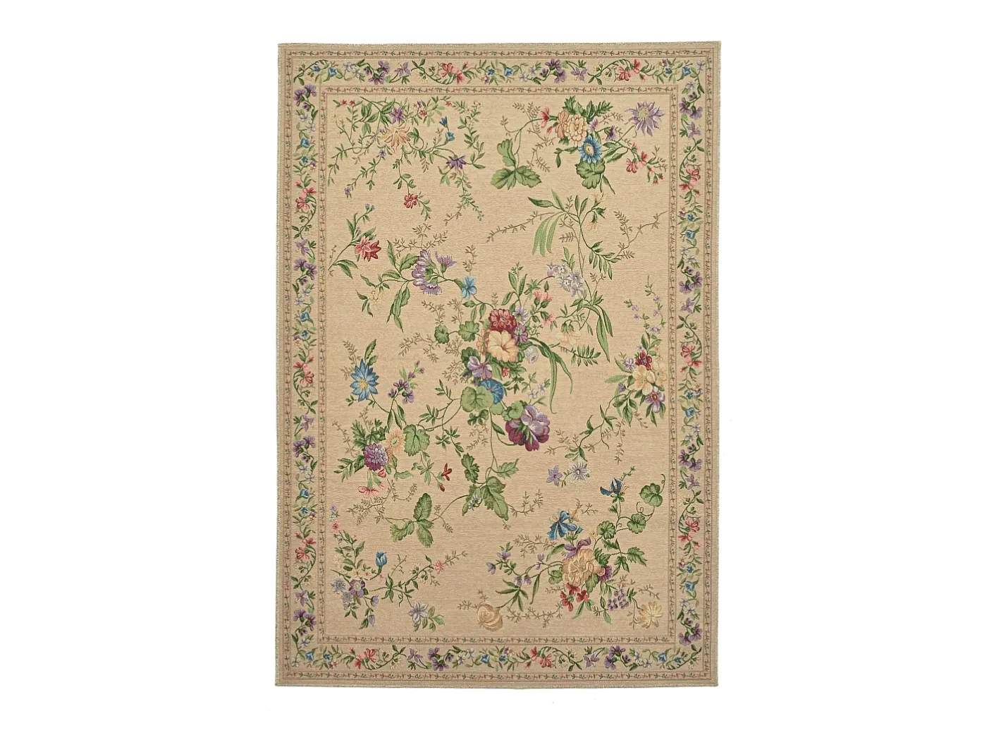Alfombra con borde y motivos florales 200x290 cm Flomi Beige Discount