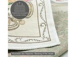Alfombra con borde y motivos florales 80x150 cm Flomi Beige Outlet