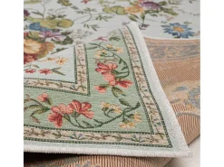 Discount Alfombra con borde y motivos florales 70x400 cm Menta Flomi Verde almendra