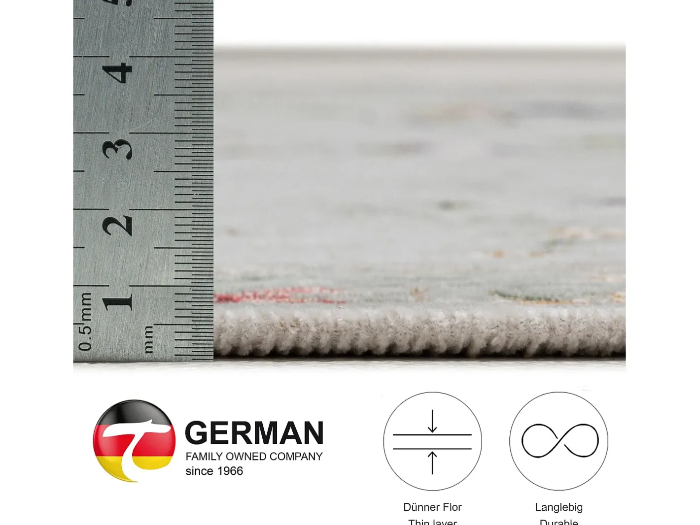 Alfombra con borde y motivos florales 80x150 cm Menta Flomi Verde almendra