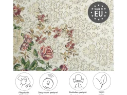 Alfombra De Salón-Alfombra con borde y motivos florales 70x440 cm Flomi Beige
