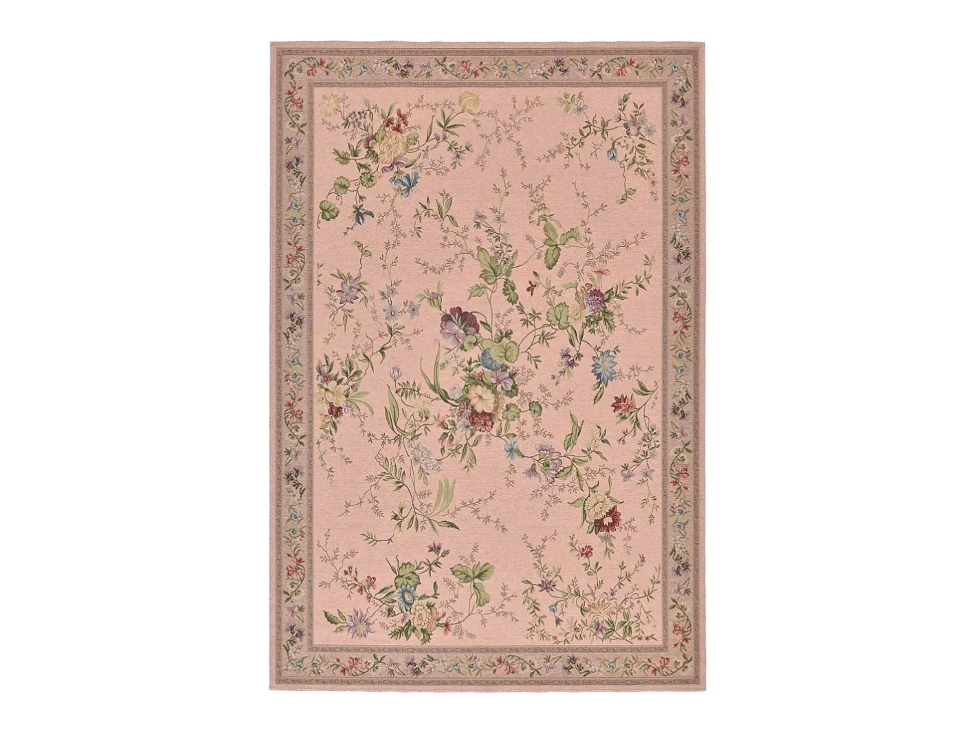 Clearance Alfombra con borde y motivos florales 160x230 cm Flomi Rosa