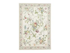 Alfombra con borde y motivos florales 80x150 cm Flomi Crema Discount