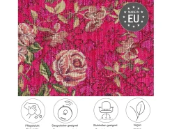 Alfombra con borde y motivos florales 200x290 cm Flomi Rosa