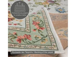 Alfombra De Salón-Alfombra con borde y motivos florales 120x170 cm Menta Flomi Verde almendra