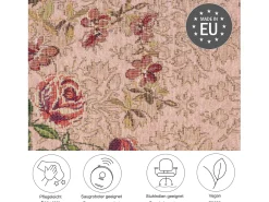 Alfombra con borde y motivos florales 80x150 cm Flomi Rosa Outlet