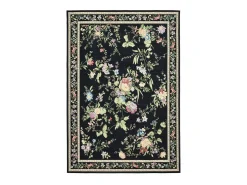 Alfombra con borde y motivos florales 60x90 cm Flomi Negro Clearance
