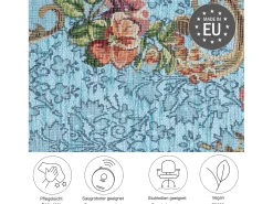 Alfombra con borde y motivos florales 200x290 cm Turquesa Flomi Azul turquesa