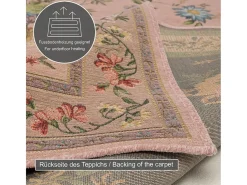 Hot Alfombra con borde y motivos florales 70x400 cm Flomi Rosa