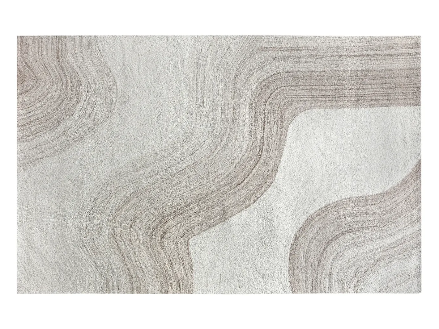 OZAIA Alfombra con motivo abstracto 100% lana - 200 x 290 cm - 1800g/m2 - Marfil y beige - AZARIA Topo / Beige Clearance