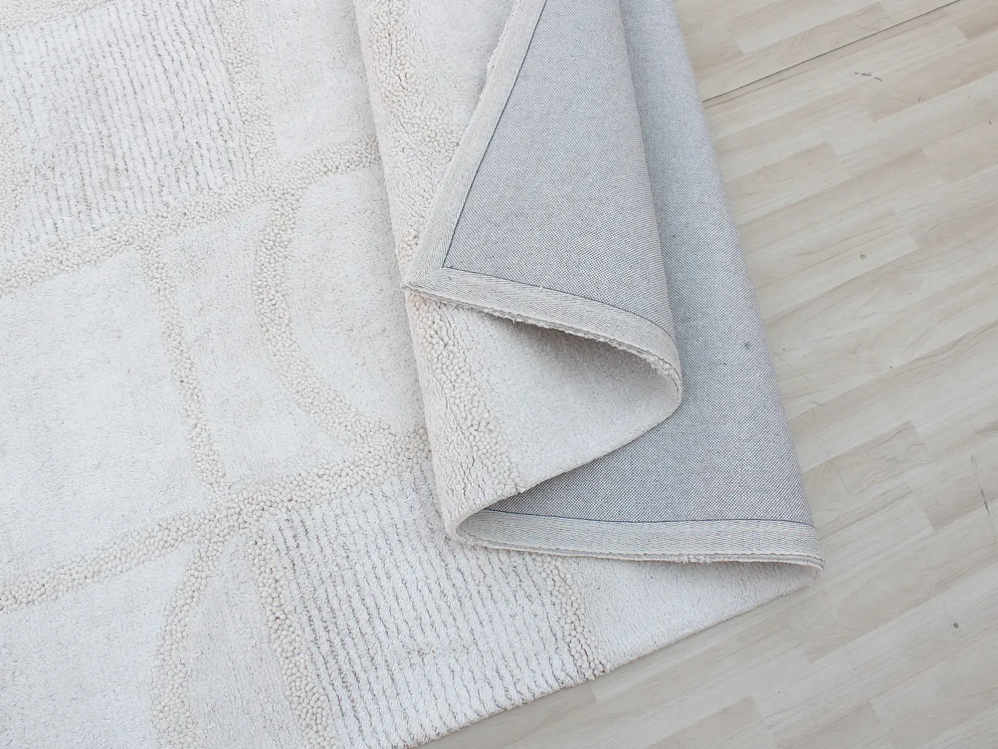 OZAIA Alfombra de algodón con relieve hecha a mano - 200 x 290 cm - 1800g/m2 - - HAZELA Marfil Best