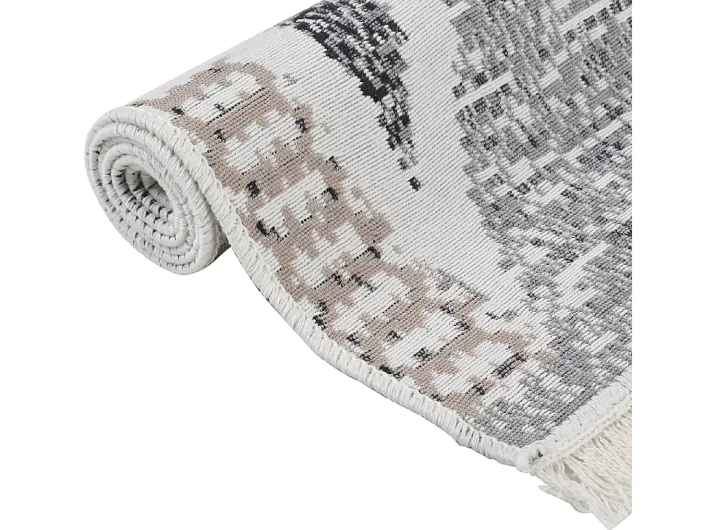Clicnbuy Alfombra De Salón-Alfombra de algodón negra y 120x180 cm Gris