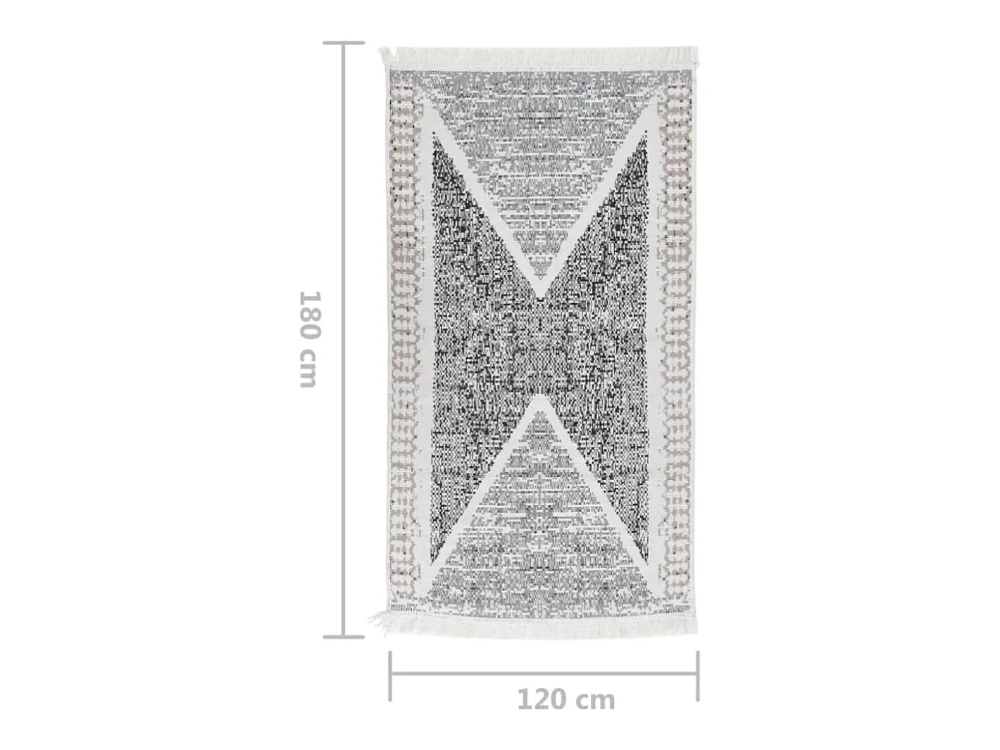 Clicnbuy Alfombra De Salón-Alfombra de algodón negra y 120x180 cm Gris