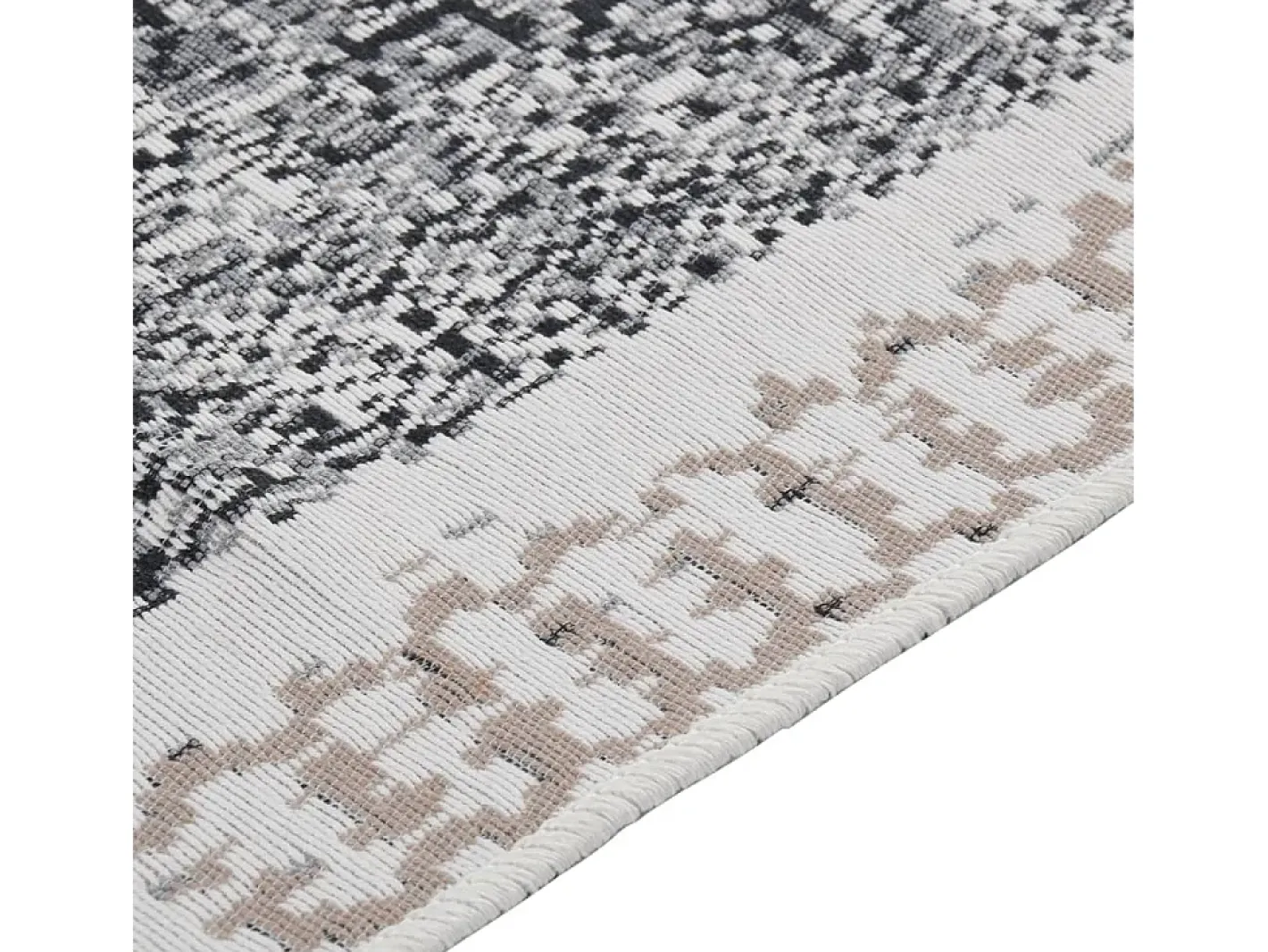 Alfombra De Salón-Alfombra de algodón negra y 120x180 cm ES12189 Gris