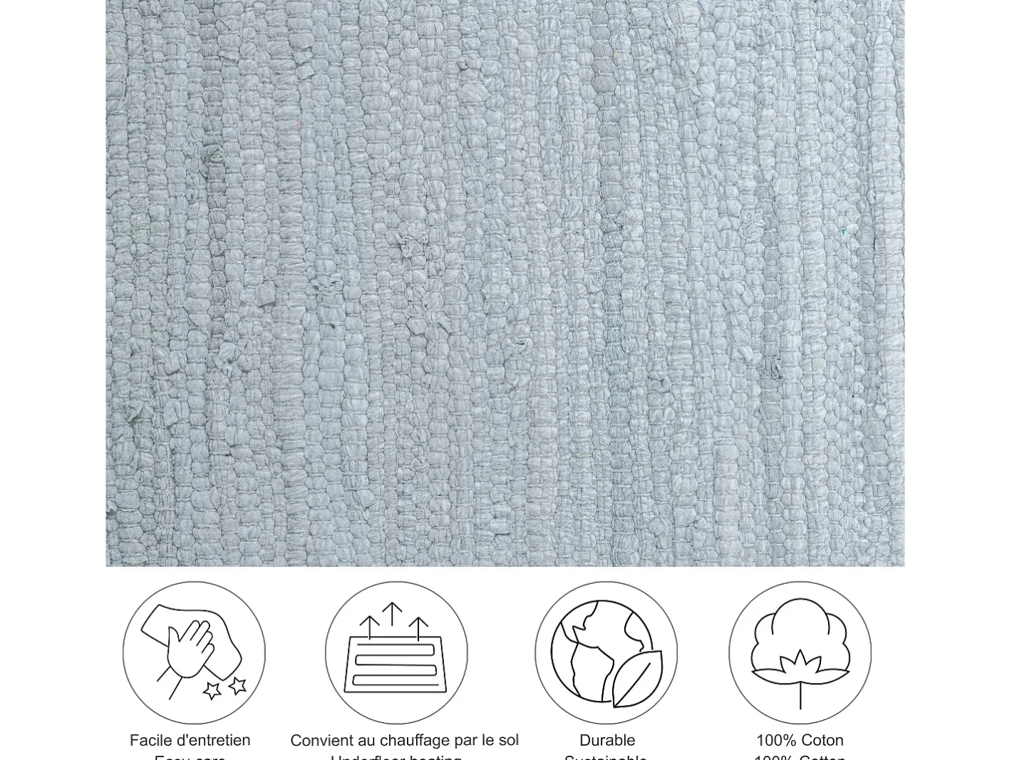 Discount Alfombra de algodón tejida a mano y reversible 70x140 cm Happy Cotton Gris