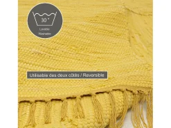 Alfombra De Salón-Alfombra de algodón tejida a mano y reversible 40x60 cm Happy Cotton Amarillo