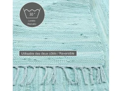 Alfombra de algodón tejida a mano y reversible 70x140 cm claro Happy Cotton Azul Outlet