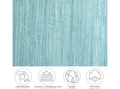 Alfombra de algodón tejida a mano y reversible 70x140 cm claro Happy Cotton Azul Outlet