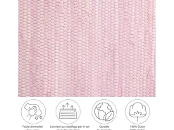 Alfombra De Salón-Alfombra de algodón tejida a mano y reversible 90x160 cm Happy Cotton Rosa
