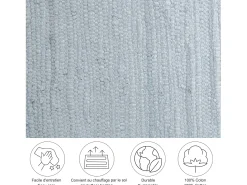 Alfombra de algodón tejida a mano y reversible 90x160 cm Happy Cotton Gris