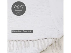 Outlet Alfombra de algodón tejida a mano y reversible 90x160 cm Happy Cotton Blanco