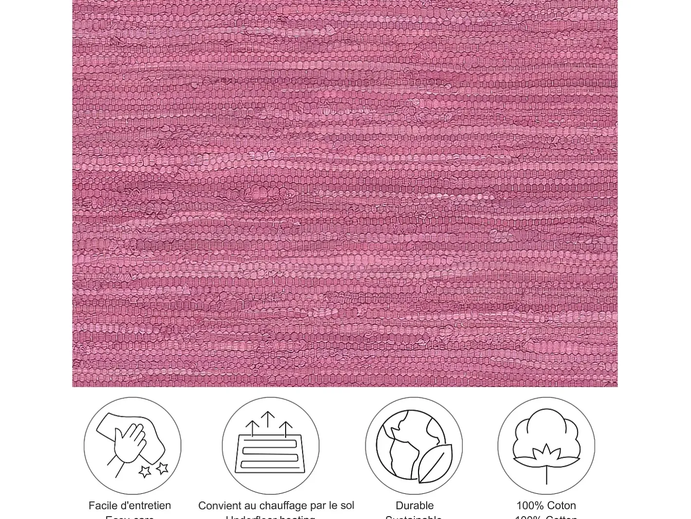New Alfombra de algodón tejida a mano y reversible 70x250 cm Fuchisa Happy Cotton Fucsia