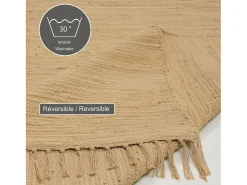 Alfombra De Salón-Alfombra de algodón tejida a mano y reversible 120x180 cm Naturaleza Happy Cotton Color natural claro