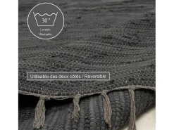 Best Alfombra de algodón tejida a mano y reversible 120x180 cm Antracita Happy Cotton Gris antracita