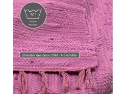 New Alfombra de algodón tejida a mano y reversible 70x140 cm Fuchisa Happy Cotton Fucsia
