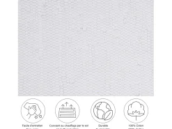 Outlet Alfombra de algodón tejida a mano y reversible 60x120 cm Happy Cotton Blanco