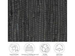 Alfombra de algodón tejida a mano y reversible 90x160 cm Antracita Happy Cotton Gris antracita Outlet