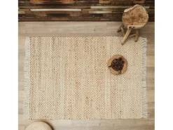 Outlet The Home Deco Factory Alfombra de arpillera con flecos 120x170 cm Marru00f3n