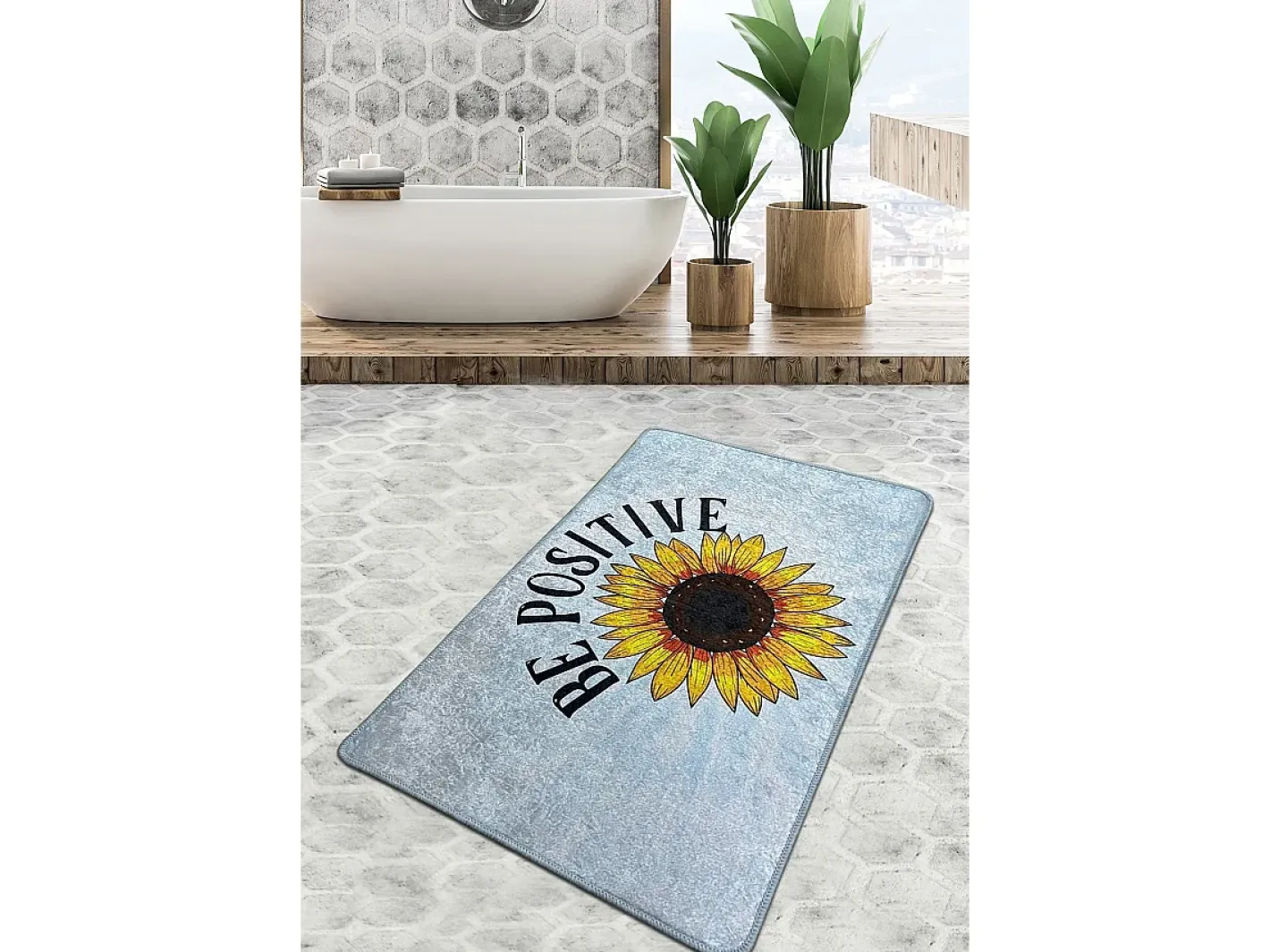 Alfombra de baño Be Positive Djt (70 x 120) Multicolor