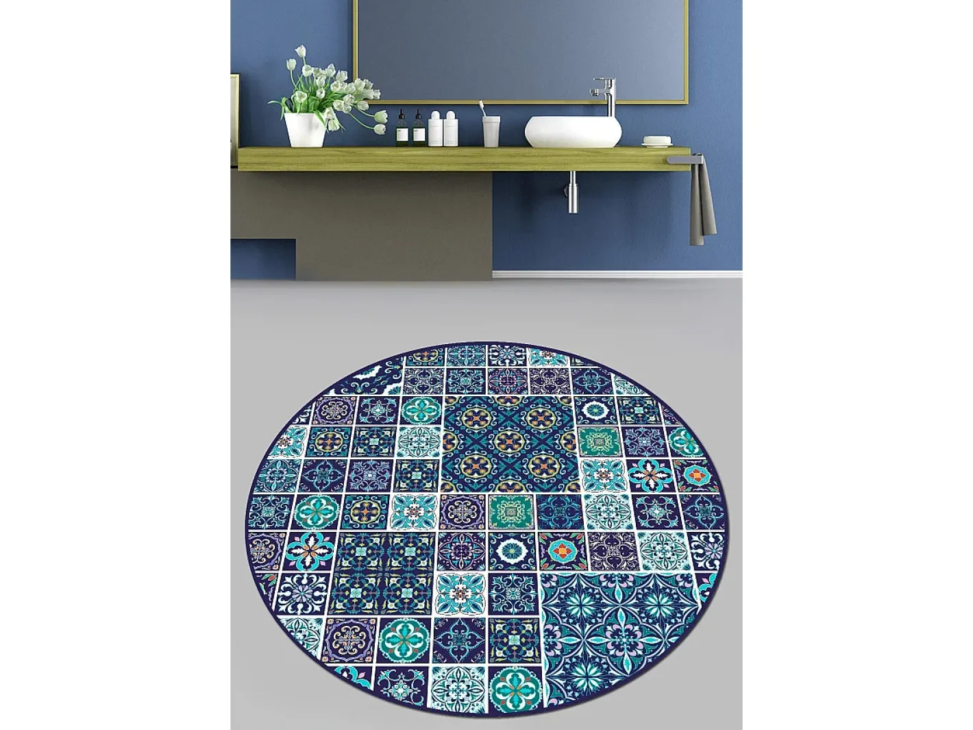 Best Alfombra de baño Carres Bleus (200 cm) Multicolor