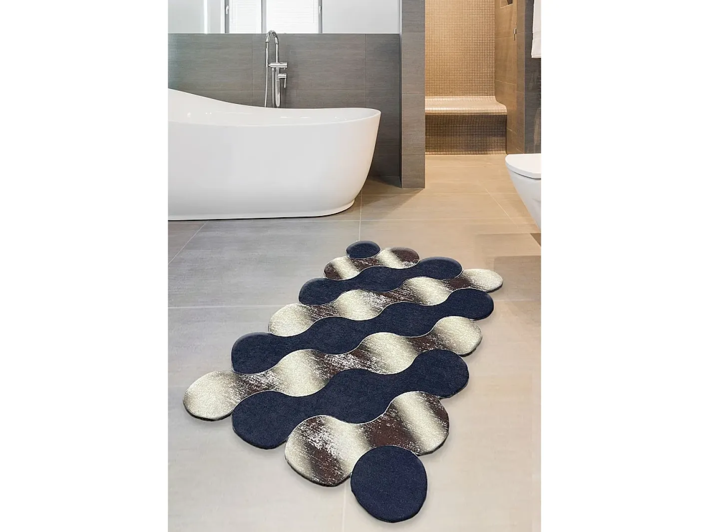 Alfombra De Baño|Ropa De Cama-Alfombra de baño Circle beige oro azul oscuro Multicolor