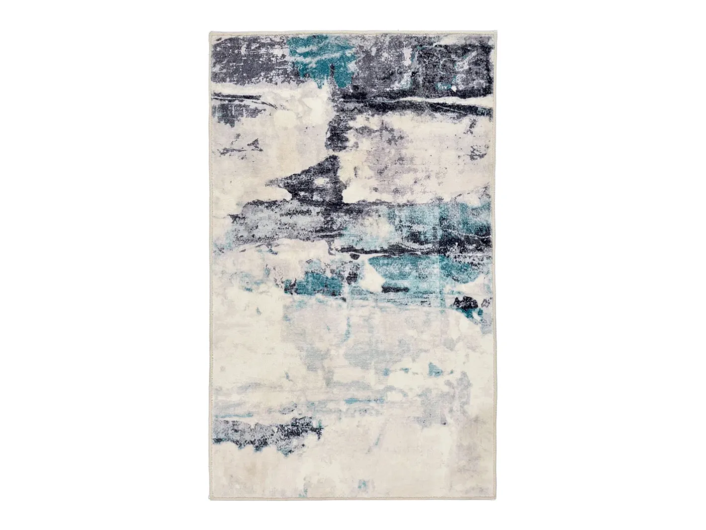 Online Alfombra de baño estampada con pelo suave 70x120 cm Turquesa multi Ariella Azul turquesa