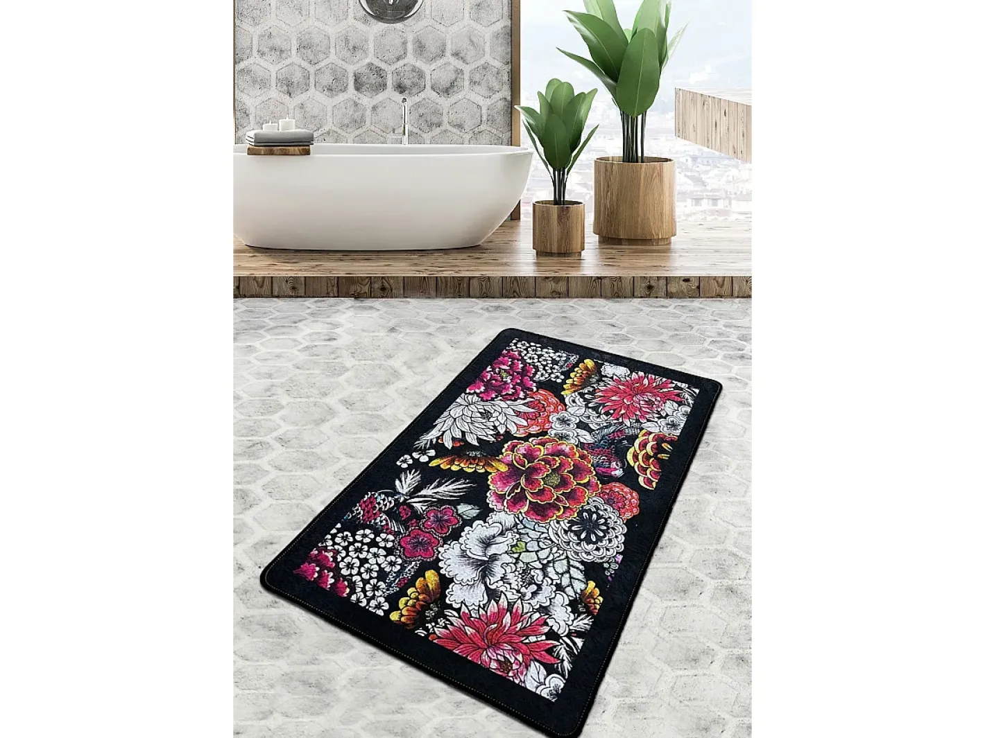 Sale Alfombra de baño Floreale Djt (80 x 100) Multicolor