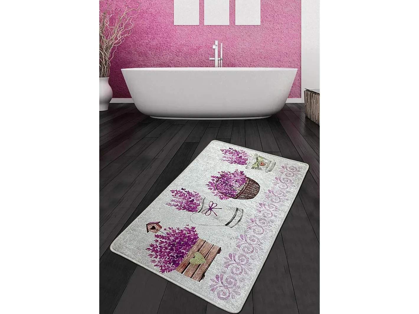 Alfombra de baño Giardino Di Lavanda Djt (80 x 100) Multicolor Sale