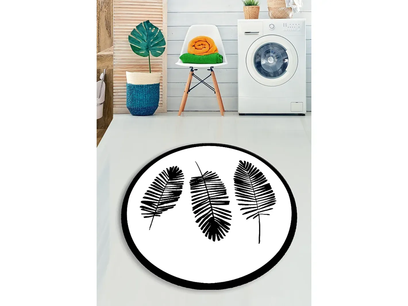 Alfombra De Baño|Ropa De Cama-Alfombra de baño Hoja (100) blanco negro Multicolor