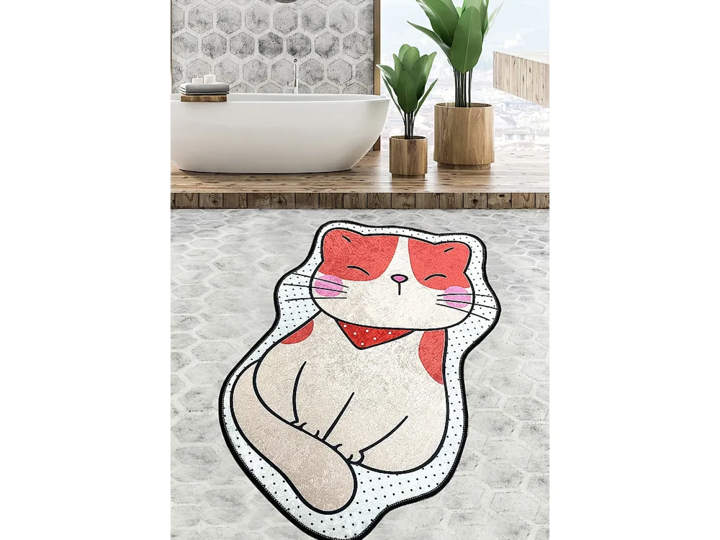 Alfombra de baño Katze (60 x 90) Multicolor New